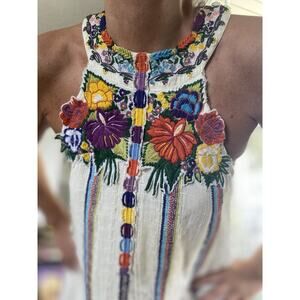 FREE PEOPLE embroidered flower dress Cotton M